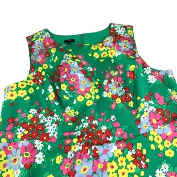 Talbots Green Floral Sleeveless Springtime Shift Dress - Picture 3 of 7
